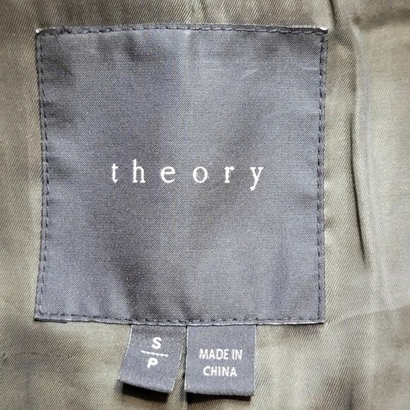 Theory Wool Cashmere Mid Length Single Breasted Green Jacket Coat Size S - Picture 10 of 12